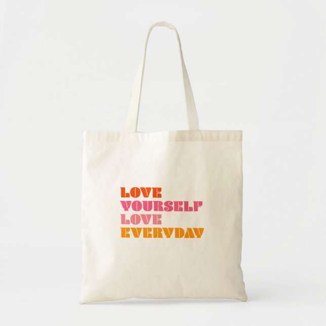 Retro Kärlek Yourself Kärlek Dagaily Tote Bag Tygkasse (Framsidan)
