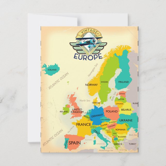 Retro Karta i Europa. (Framsida)