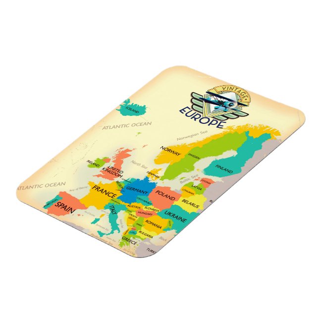 Retro Karta i Europa. Magnet (Vänstra Sidan)