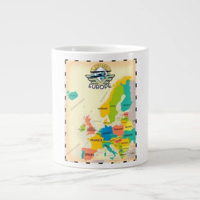 Retro karta över Europa. Jumbo Mugg (Framsidan)