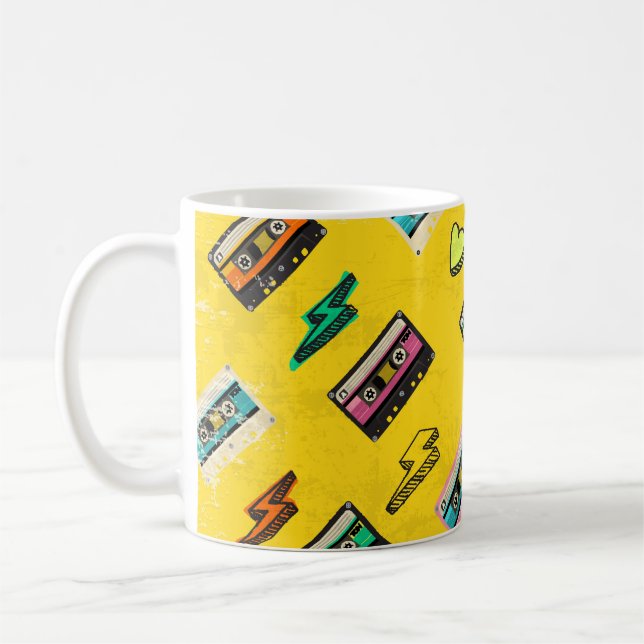 Retro-kassett: 80:s Party-design i Kärlek Kaffemugg (Vänster)