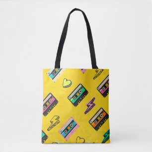 Retro-kassett: 80:s Party-design i Kärlek Tygkasse