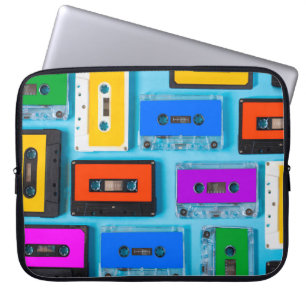 Retro-kassett: Blåbakgrundssamling Laptop Fodral
