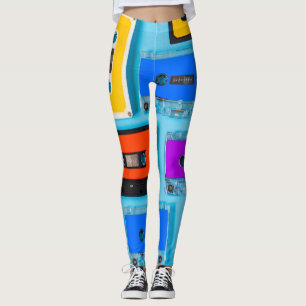 Retro-kassett: Blåbakgrundssamling Leggings