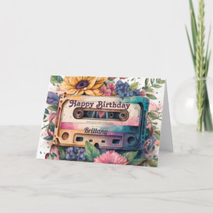 Retro-kassett   Grattis på födelsedagen-kort för B Kort