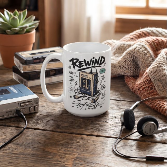 Retro kassett Rewind Mixband Musik Nostalgi Kaffemugg (Skapare uppladdad)