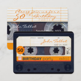 Retro-kassettband 50:e Födelsedagsfest inbjudan