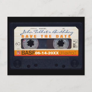 Retro kassettband 60-årsdag Spara datum PC Meddelande Vykort