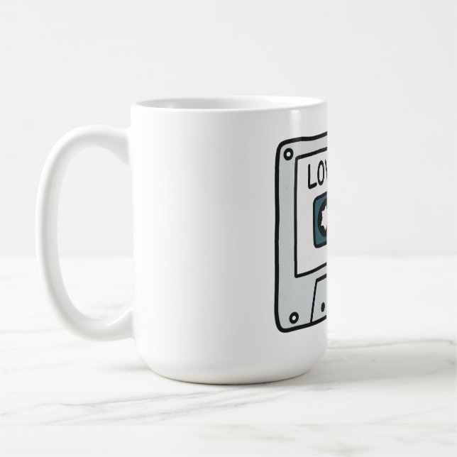 Retro kassettband 80-talets musikälskare konst kaffemugg (Vänster)