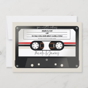 Retro kassettband beige grå 80-tal 90-tal Bröllop Inbjudningar