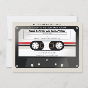 Retro kassettband beige grå 90-tal engagemang inbjudningar