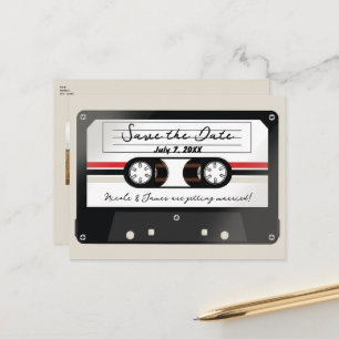 Retro kassettband Beige Grå 90-tal Spara datumet Meddelande Vykort