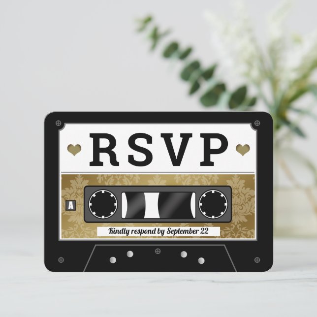 Retro kassettband bröllop RSVP-meddelande Inbjudningar (Stående Fram)