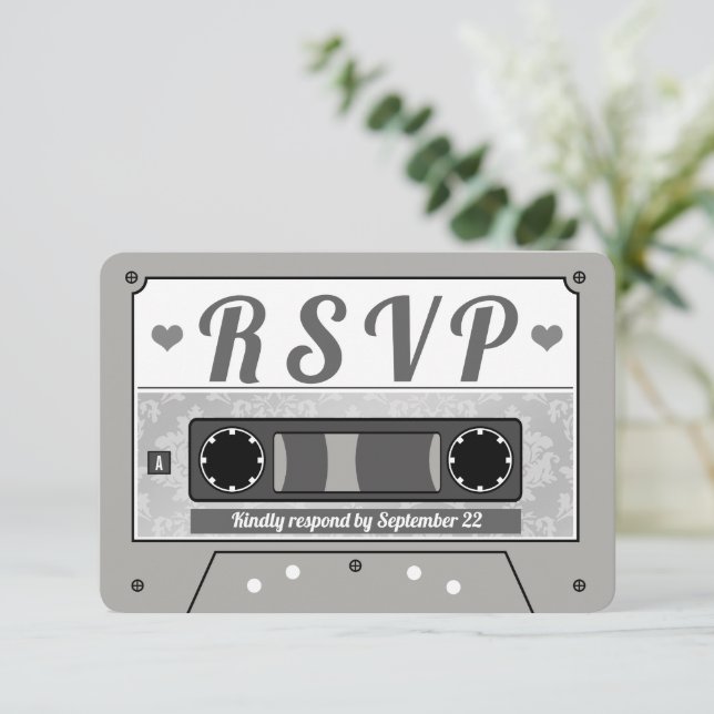Retro kassettband bröllop RSVP-meddelande Inbjudningar (Stående Fram)