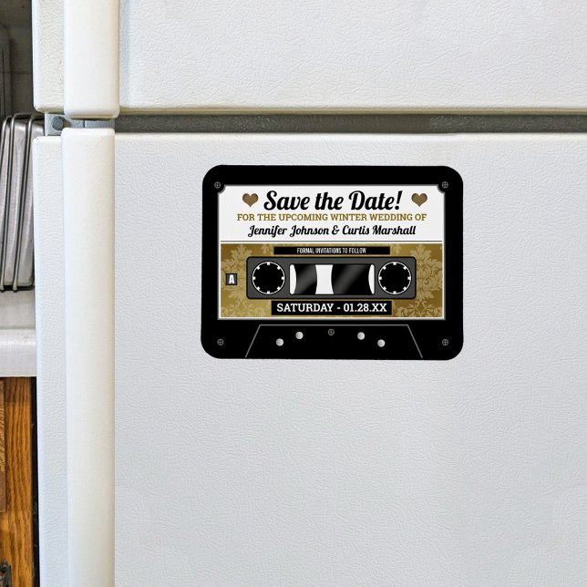 Retro kassettband Bröllop Spara datum Magnet (Skapare uppladdad)