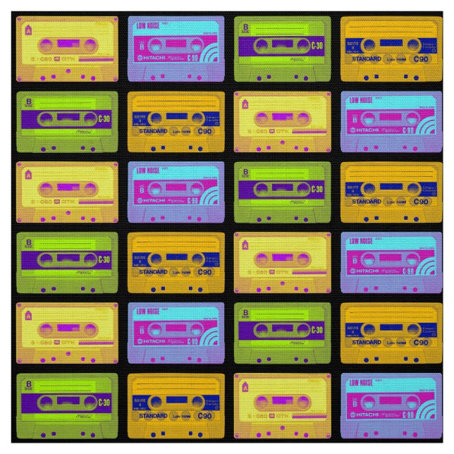 Retro kassettband för 80 s-kassettkassett tyg (Provkarta)