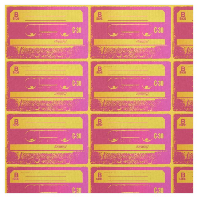 Retro-kassettband för Rosa och Gult Tyg (Provkarta)