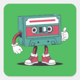 Retro kassettband. fyrkantigt klistermärke