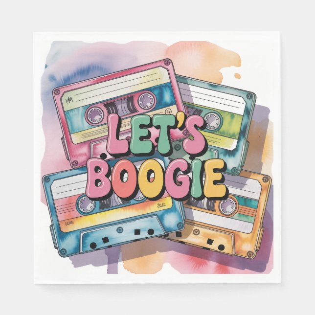 Retro kassettband Låt oss Boogie Vuxen födelsedag Pappersservett (Framsidan)