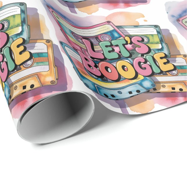 Retro kassettband Let's Boogie Vuxen födelsedag Presentpapper (Rullad Hörn)
