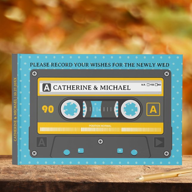 Retro kassettband Musikalisk kul Popkonst Bröllop Gästböcker (Skapare uppladdad)