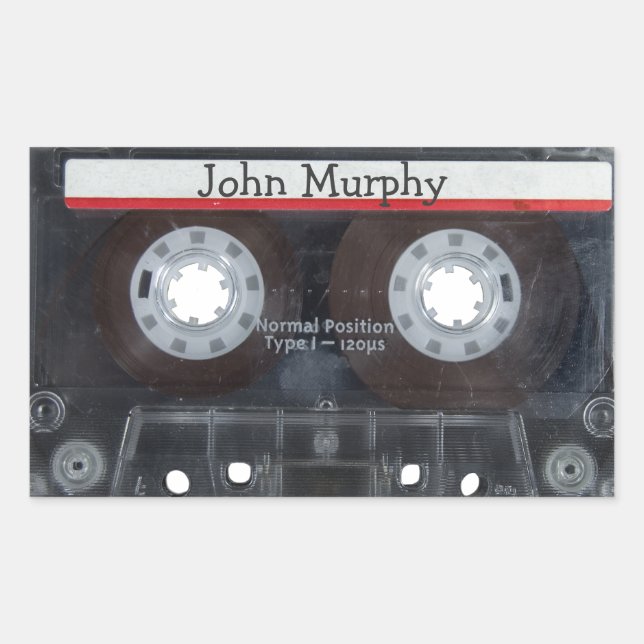 Retro-kassettband Rektangulärt Klistermärke (Framsida)