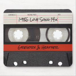 Retro kassettband Röd Svart Musmatta