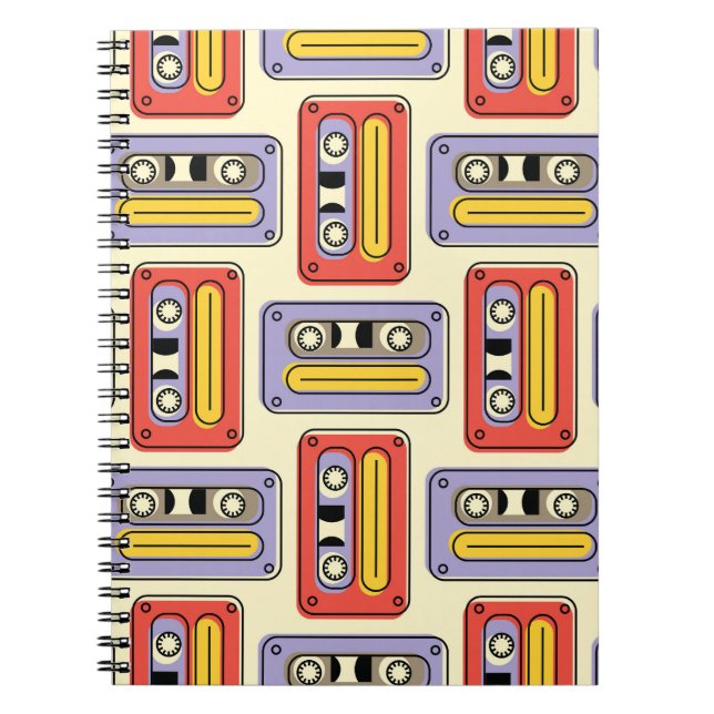 Retro-kassettband: sömlöst mönster. anteckningsbok (Framsidan)