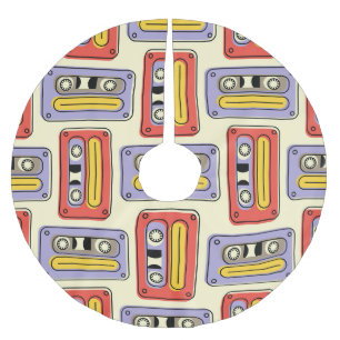 Retro-kassettband: sömlöst mönster. julgransmatta borstad polyester