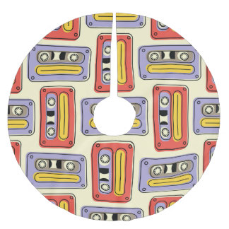 Retro-kassettband: sömlöst mönster. julgransmatta borstad polyester