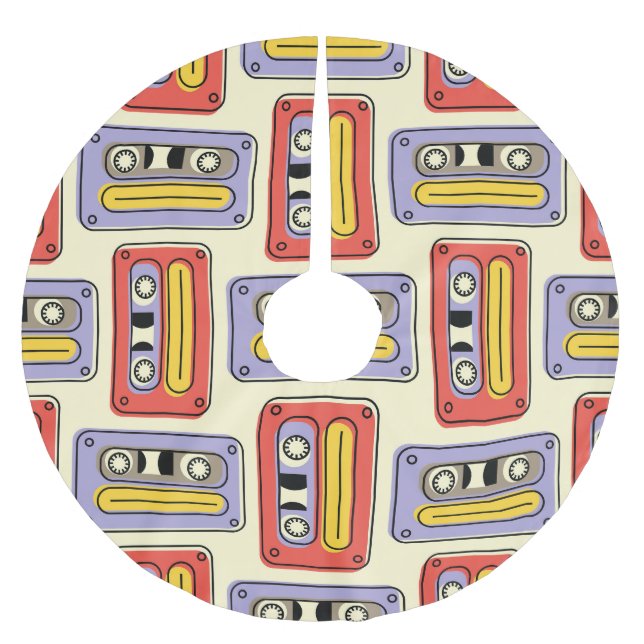 Retro-kassettband: sömlöst mönster. julgransmatta borstad polyester (Framsidan)