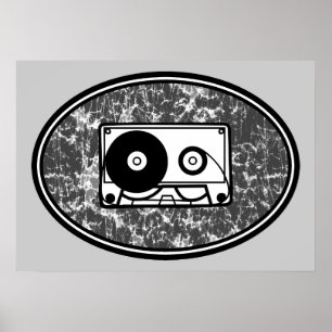 Retro-kassettband, svart och vitt poster