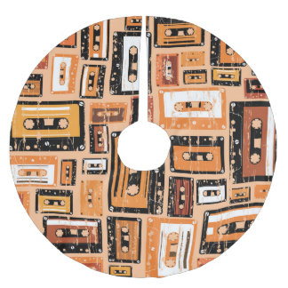 Retro-kassettband utan sömlös Mönster Julgransmatta Borstad Polyester