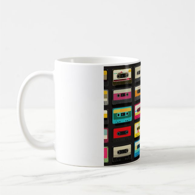Retro kassettbandmönster – Vintage musik  Kaffemugg (Vänster)