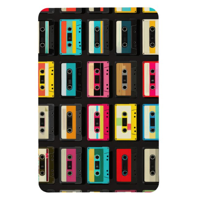 Retro kassettbandmönster – Vintage musik  Magnet (Vertikal)
