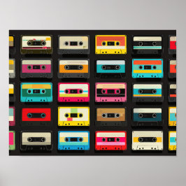 Retro kassettbandmönster – Vintage musik  Poster