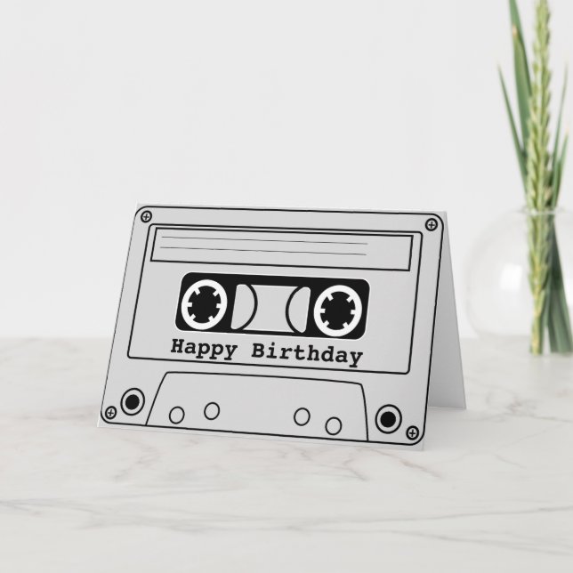 Retro-kassettbandsmusik på 80-årsjubileum kort (Framsida)
