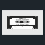 Retro-kassettbandspartiet Black and White Bachelor Rektangulärt Klistermärke<br><div class="desc">Retro-kassettbandsteckenetikett för bachelor-partister. Utformningen har svart och vit design och retrotypsnitt. Lägg till gruppens namn och datum. Klicka på Anpassa om du vill lägga till information eller redigera med hjälp av designen verktyg för ytterligare redigering.</div>