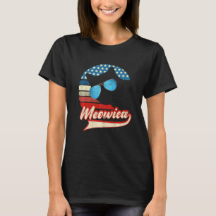 Retro-katt 4 juli Meowica Merica Manar Usa Ameri T Shirt