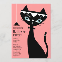 Retro katt av den Frankenstein halloween Inbjudningar