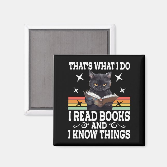 Retro-katt Bokar läsaren Halloween Reading Gift Magnet (Front/Back)
