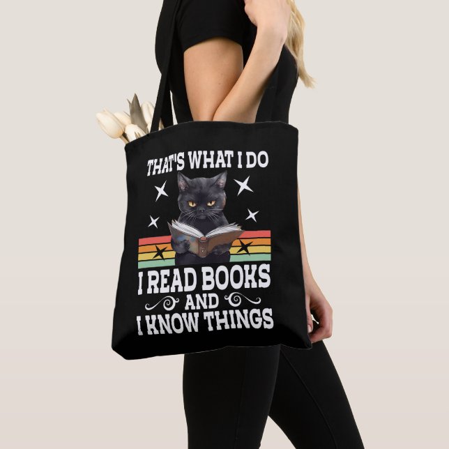 Retro-katt Bokar läsaren Halloween Reading Gift Tygkasse (Närbild)