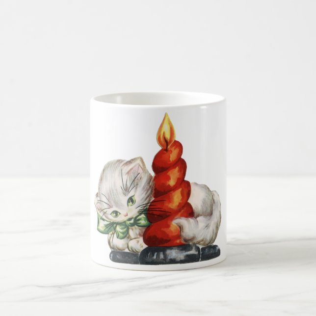 Retro katt för jul kaffemugg (Center)