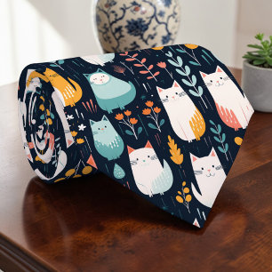 Retro Katt Grafisk Skräddarsydd Slip Slips