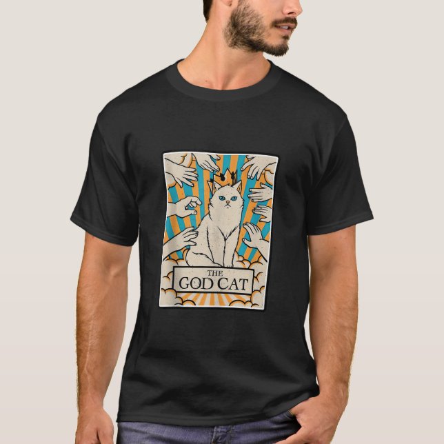 Retro-katt, gud, Tarot Card Halloween Katt Mamma T Shirt (Framsida)