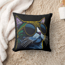 Retro katt: gula glasögon charm kudde