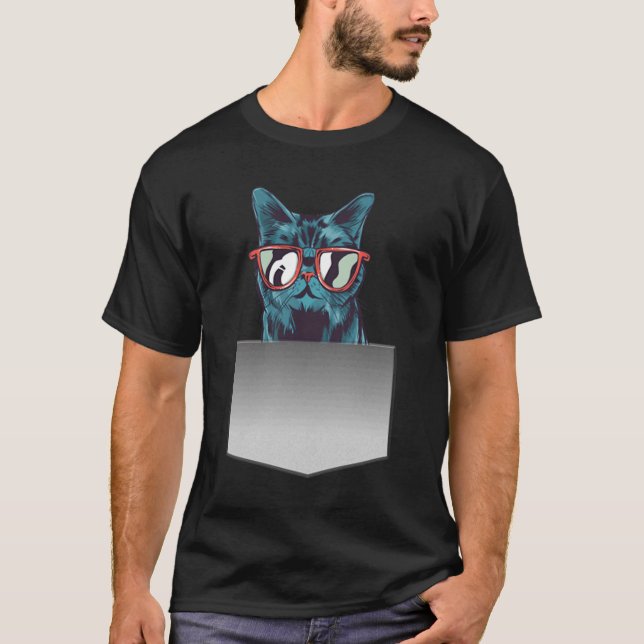 Retro-katt i påsen i fickan 1 t shirt (Framsida)