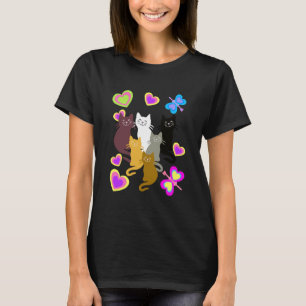 Retro Katt Kattunge Kattälskare Barn Barn Hjärta T Shirt