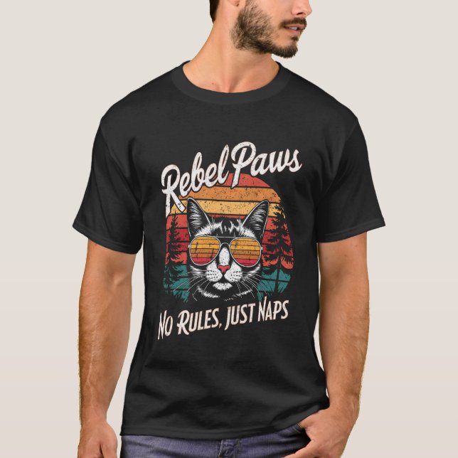 Retro katt med solglasögon rolig t shirt (Framsida)
