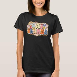 Retro Katt Mormor Vintage Blommig Katt För Kvinnor T Shirt